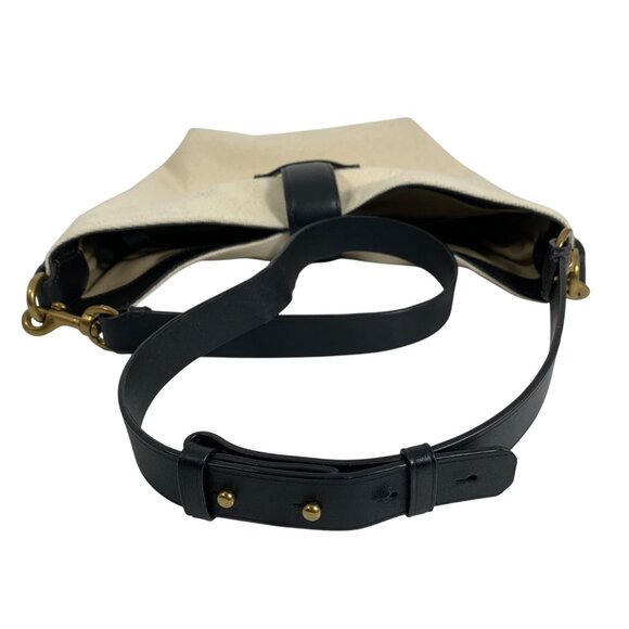 J.Crew Canvas Leather Crossbody Shoulder Bag Detachable Strap Brass Hardware EUC - Picture 6 of 8